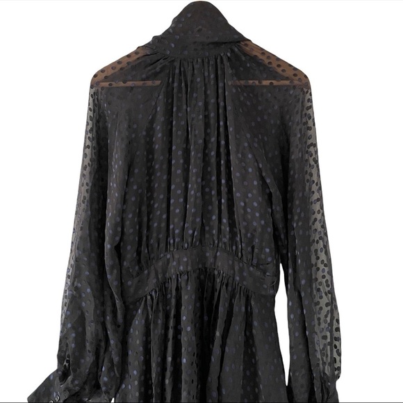 NWT Rachel Zoe Silk Tie Front Polka Dot Button Down Dress - Picture 7 of 12